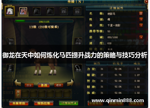 御龙在天中如何炼化马匹提升战力的策略与技巧分析